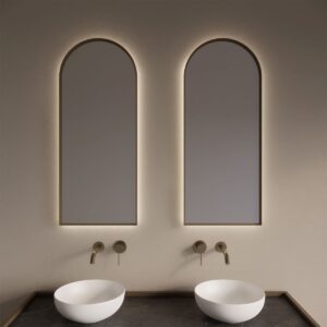 Gliss Design Delta badkamer spiegel mat goud 50x120 cm