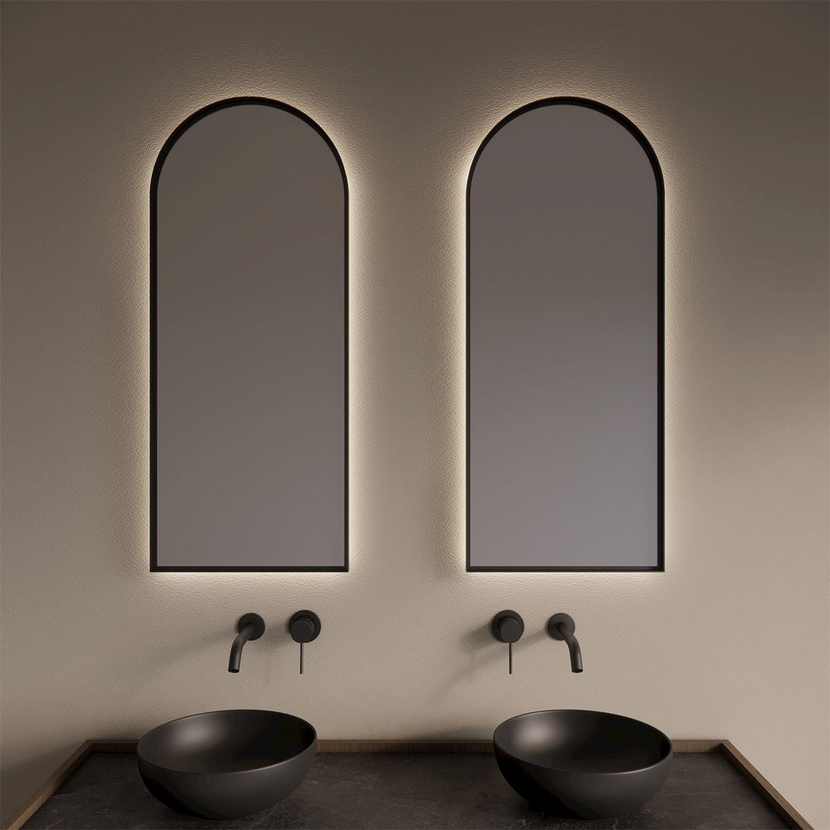 Gliss Design Delta badkamer spiegel mat mat zwart 40x100 cm