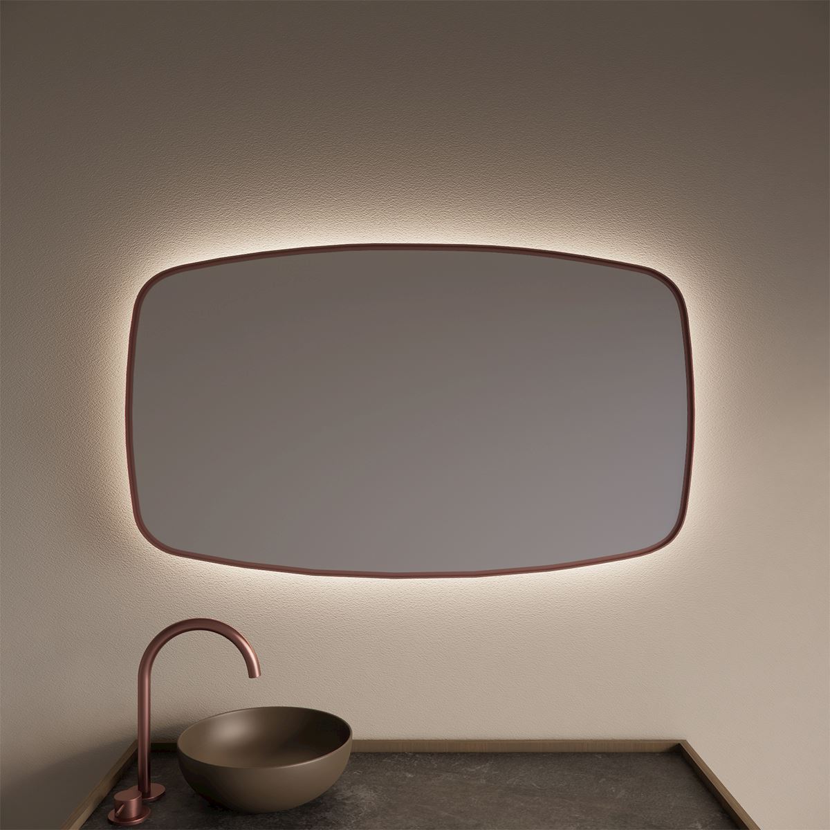 Gliss Design Epos horizontaal badkamer spiegel koper rosé 100x60 cm