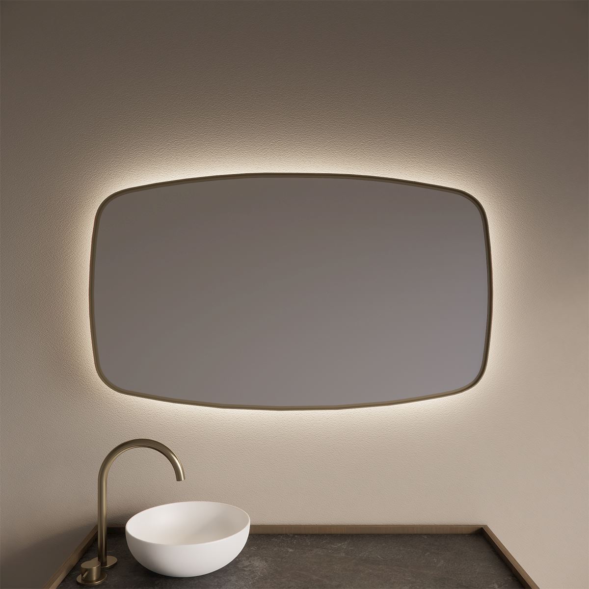 Gliss Design Epos horizontaal badkamer spiegel mat goud 100x60 cm