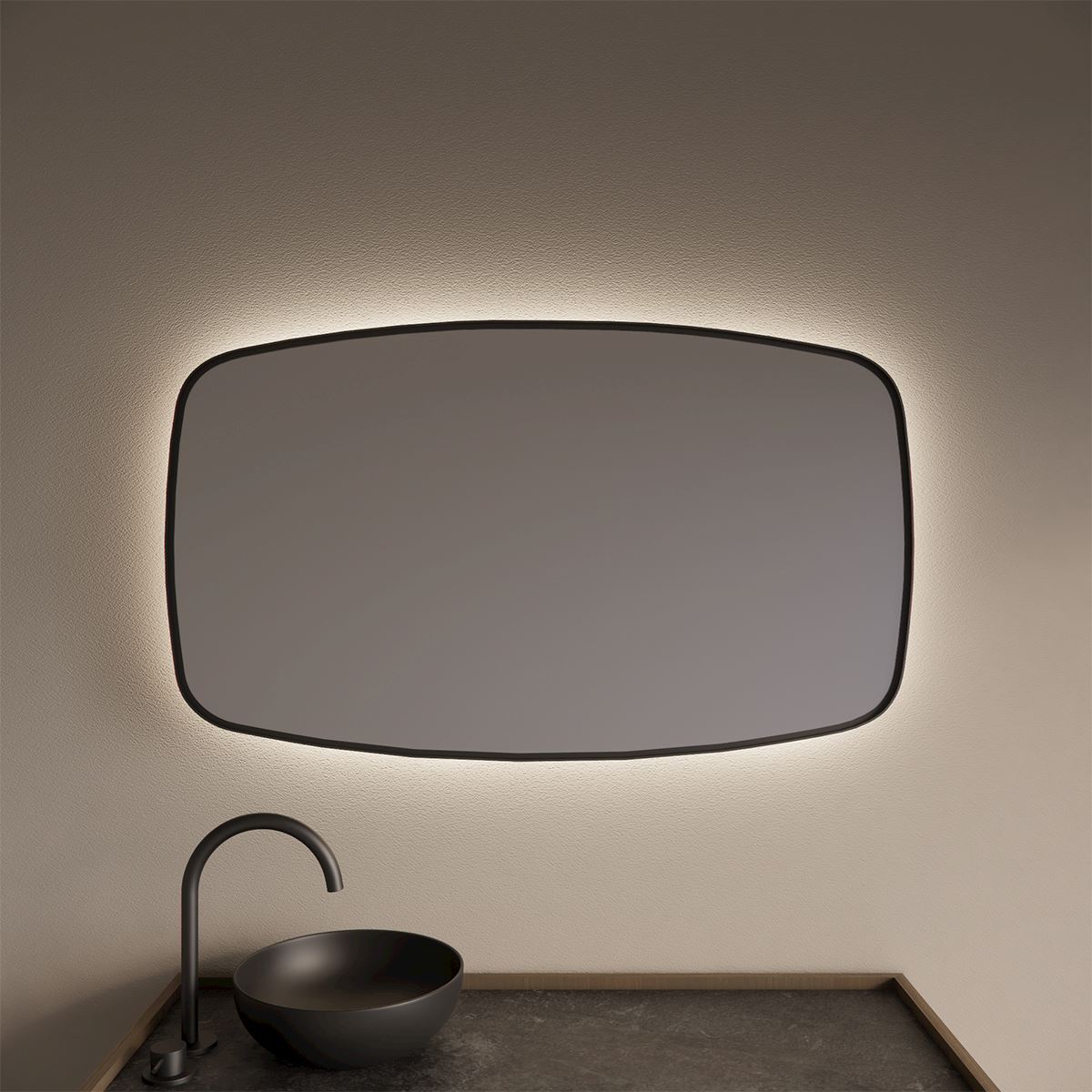 Gliss Design Epos horizontaal badkamer spiegel mat zwart 120x65 cm
