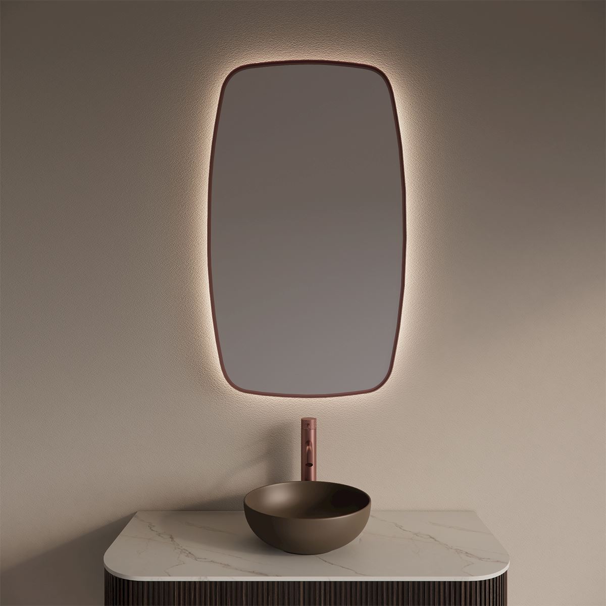 Gliss Design Epos verticaal badkamer spiegel koper rosé 60x100 cm