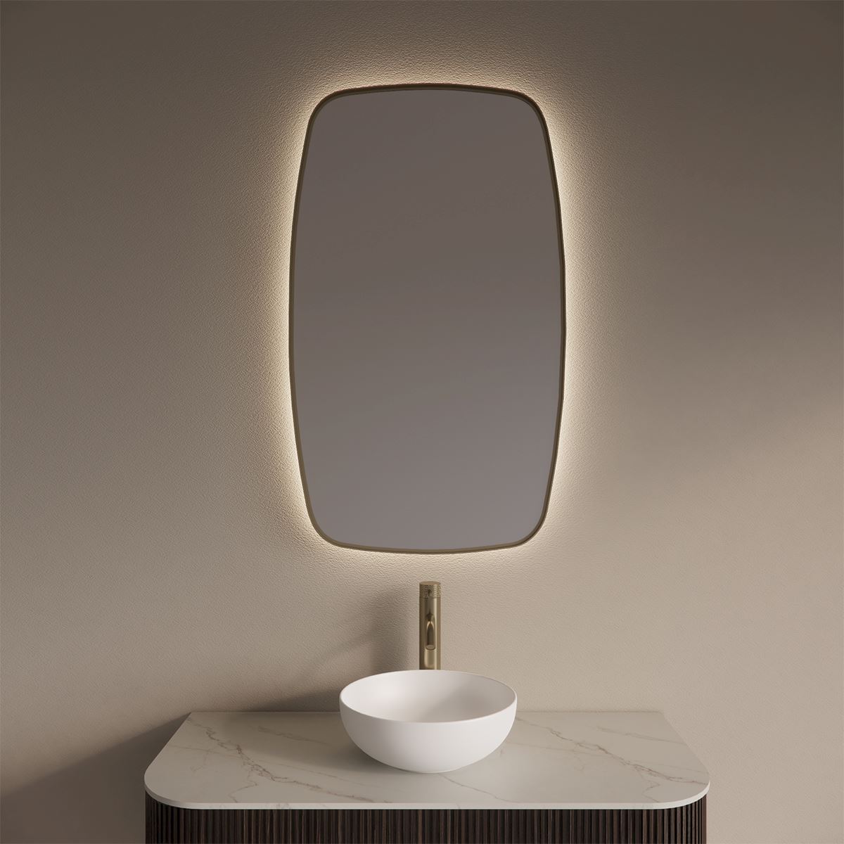 Gliss Design Epos verticaal badkamer spiegel mat goud 60x100 cm