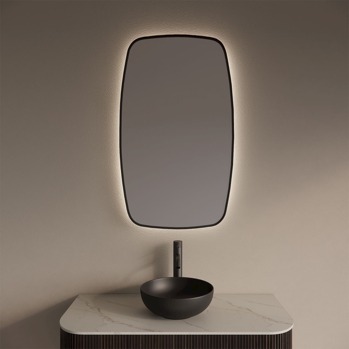 Gliss Design Epos verticaal badkamer spiegel mat zwart 60x100 cm