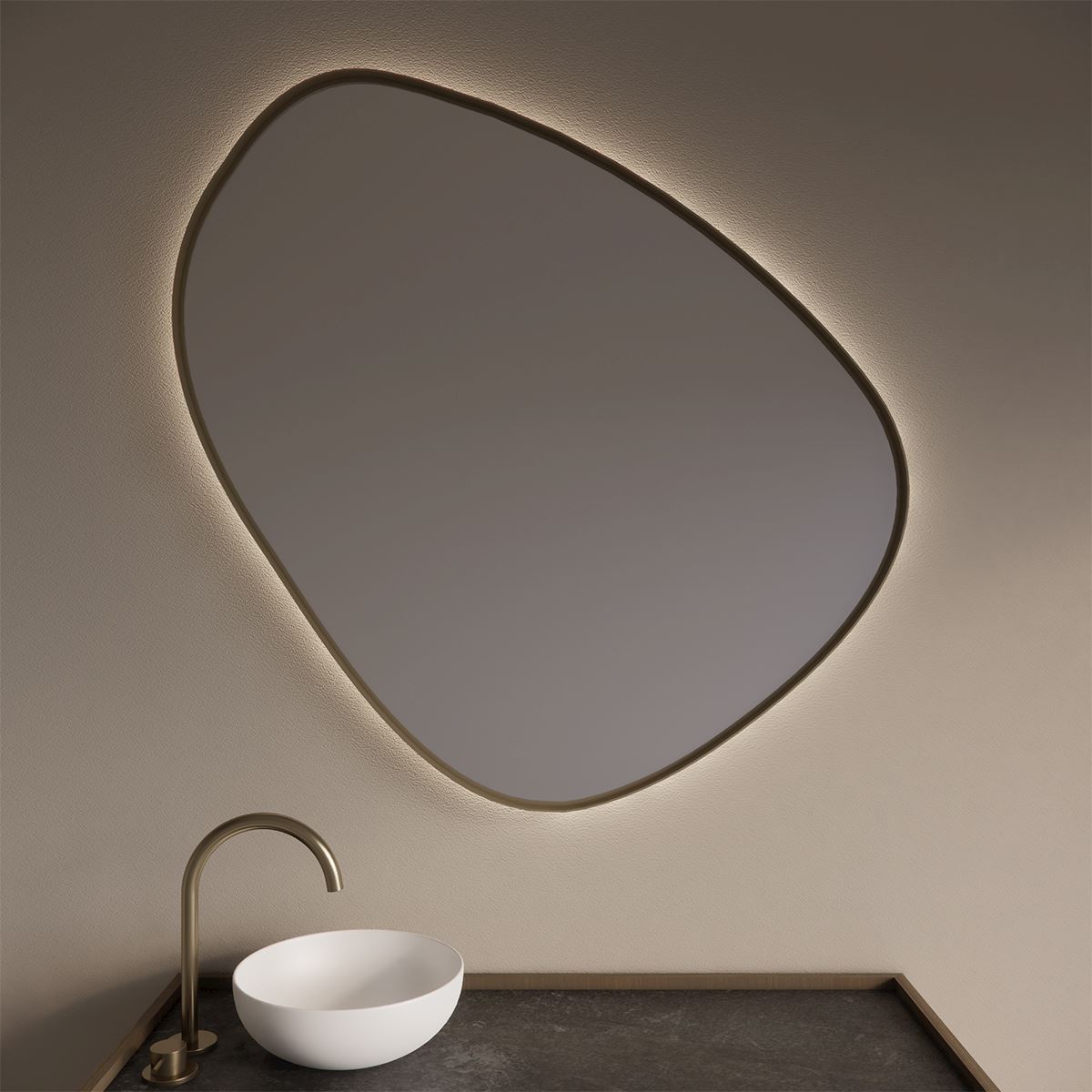 Gliss Design Fenix badkamer spiegel mat goud 60 cm