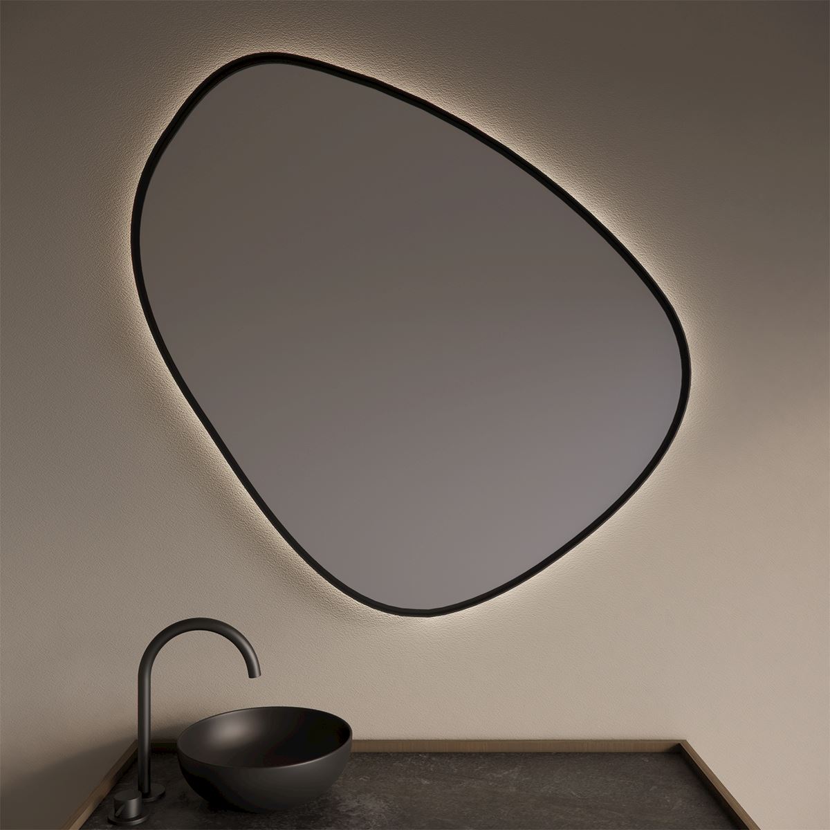 Gliss Design Fenix badkamer spiegel mat zwart 80 cm