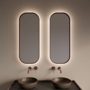 Gliss Design Plato badkamer spiegel koper rosé 40x100 cm