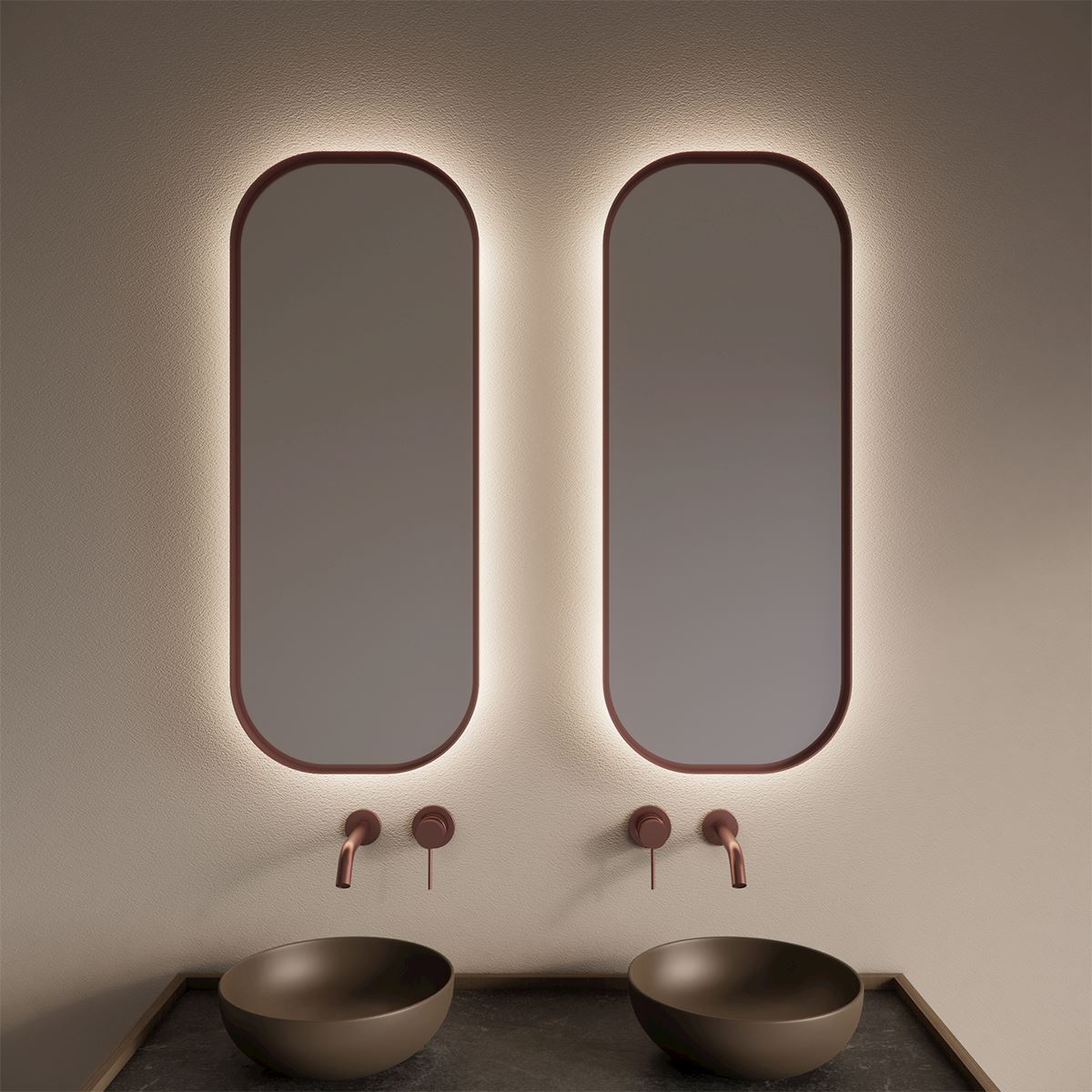 Gliss Design Plato badkamer spiegel koper rosé 50x100 cm