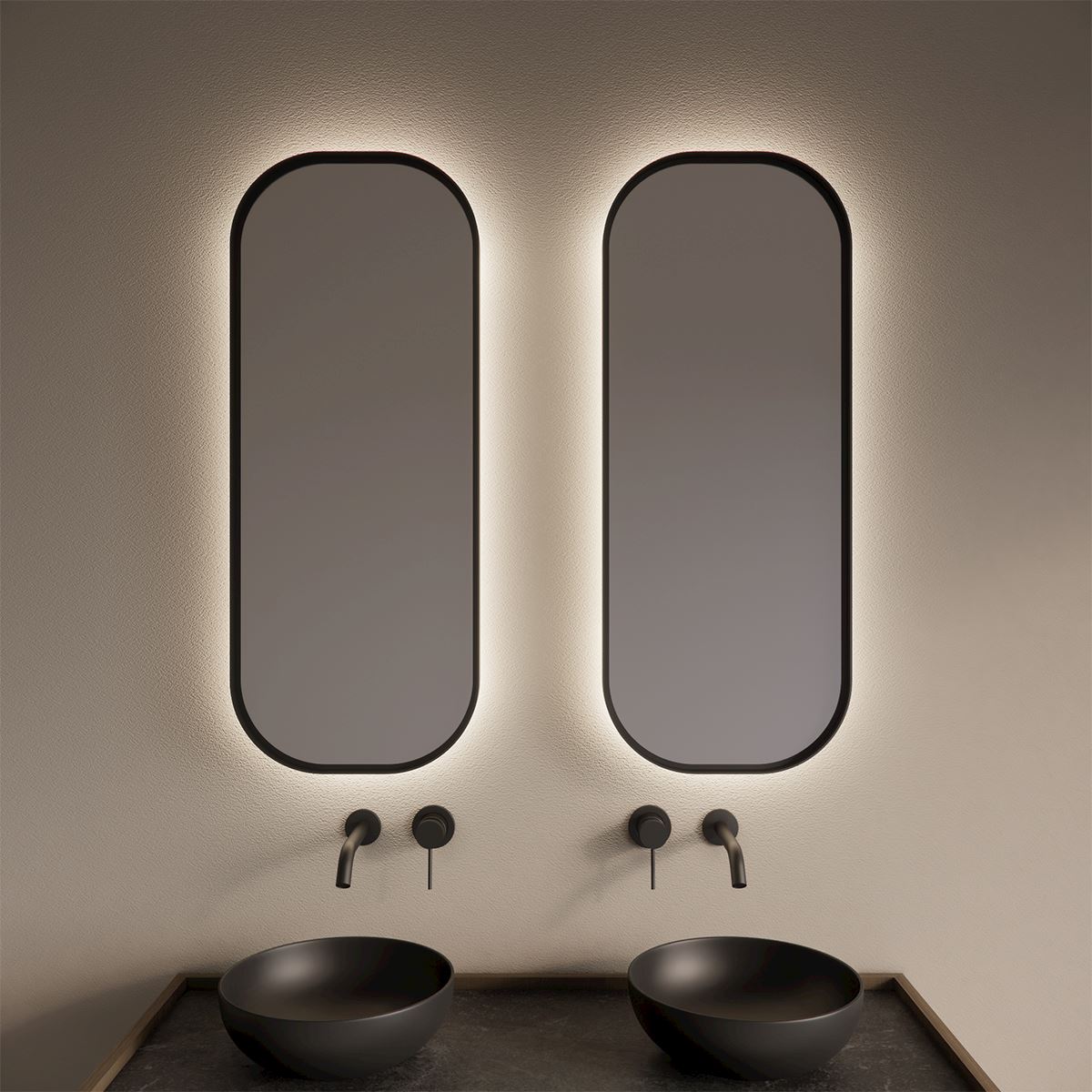 Gliss Design Plato badkamer spiegel mat zwart 50x100 cm