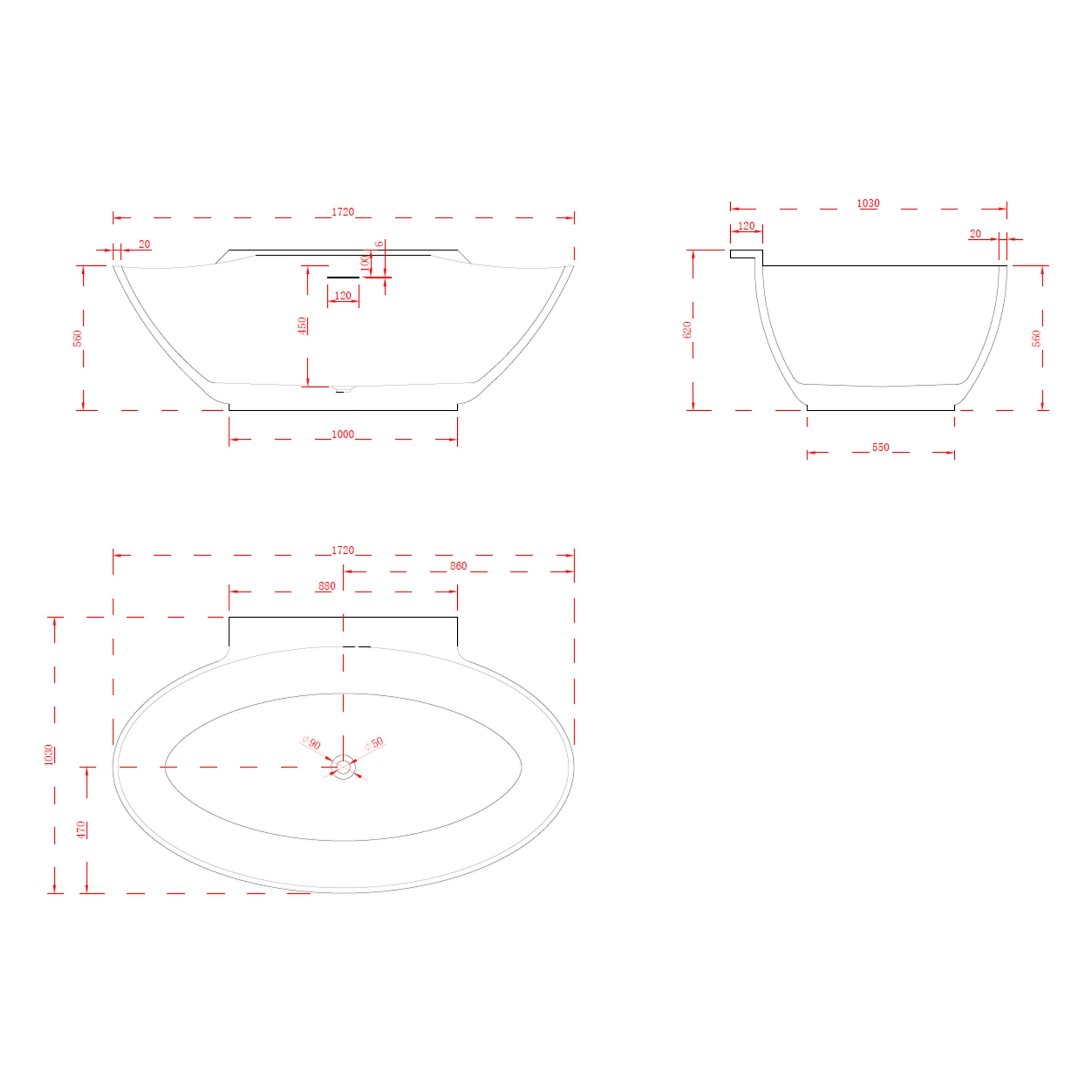 Sanico Pasero half vrijstaand bad 170×100 cm wit