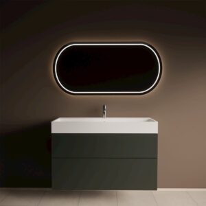 Gliss Design Puro wastafelmeubel 60 cm push-pull Diep Groen wastafel mat wit