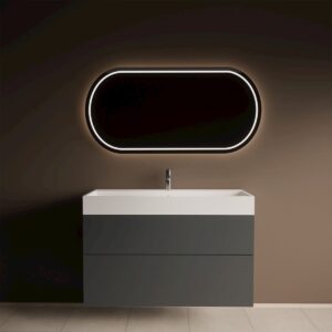Gliss Design Puro wastafelmeubel 60 cm push-pull Grafiet Grijs wastafel mat wit