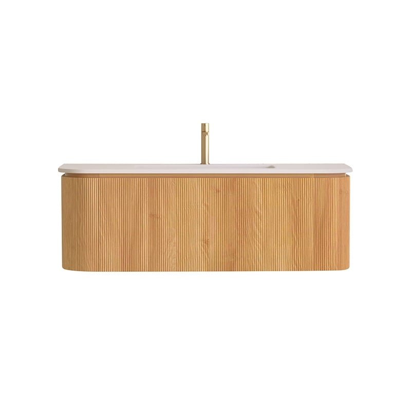 Sanisense Villena rond wastafelmeubel 120 cm eiken gefineerd met wastafel keramiek