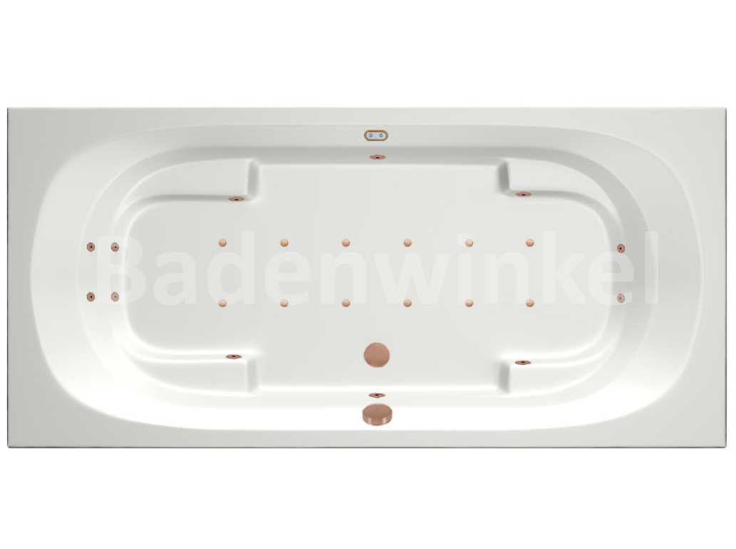 Xenz Kanaga bubbelbad 190x90 cm met RB2 koper whirlpool elektrisch mat wit