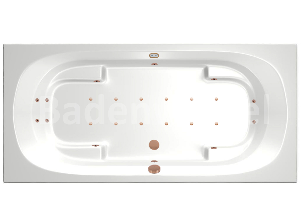 Xenz Kanaga bubbelbad 190x90 cm met RB2 koper whirlpool elektrisch wit