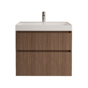 Gliss Design Puro wastafelmeubel 80 cm greeploos Donker Relief Eiken wastafel mat wit