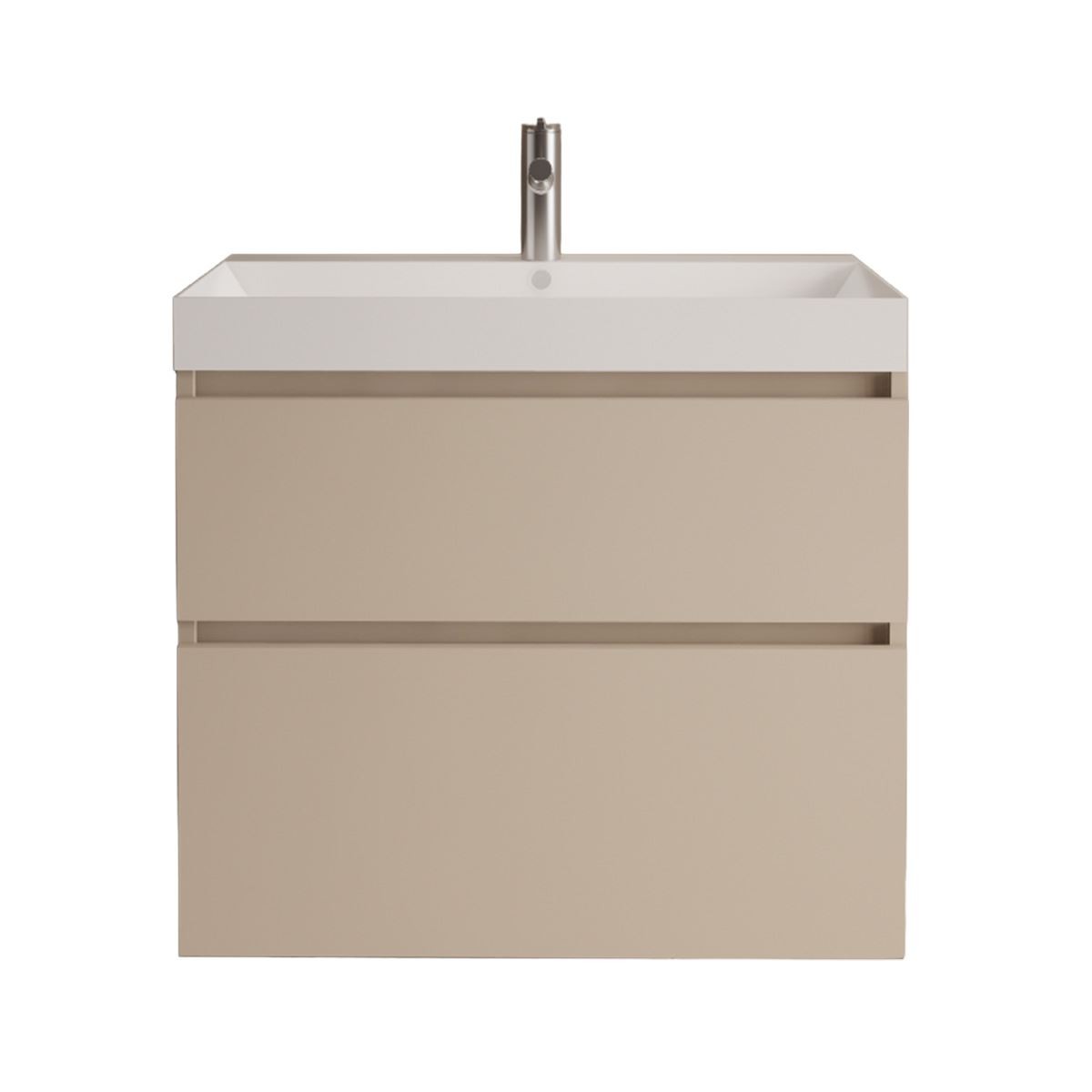 Gliss Design Puro wastafelmeubel 80 cm greeploos Truffel Beige wastafel glans wit