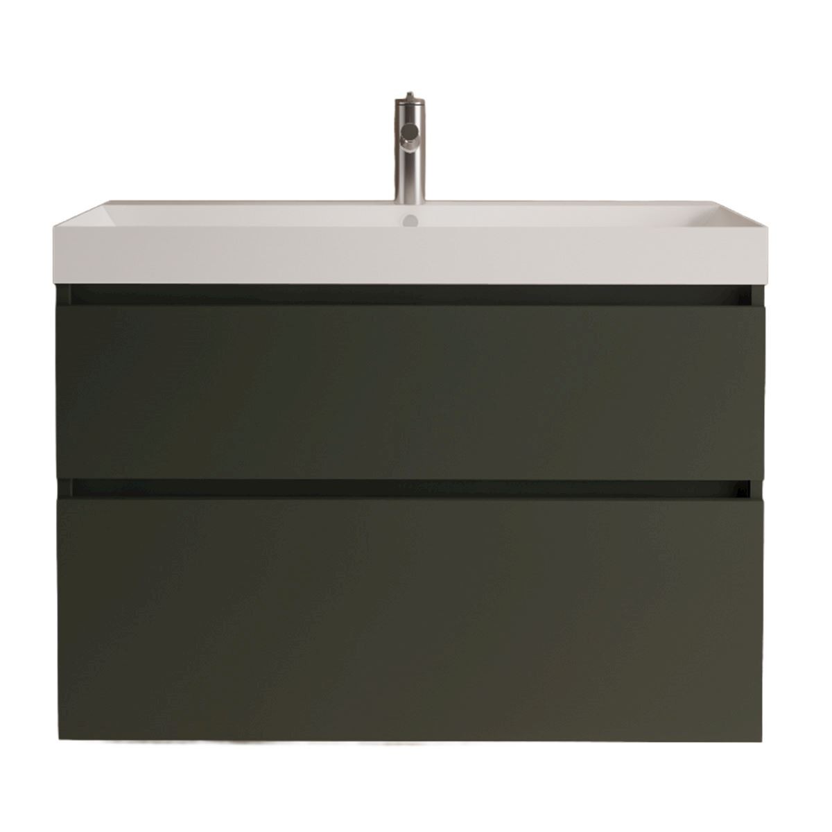 Gliss Design Puro wastafelmeubel 100 cm greeploos Diep Groen wastafel mat wit