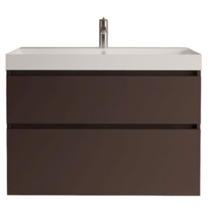 Gliss Design Puro wastafelmeubel 100 cm greeploos Sepia Bruin wastafel mat wit