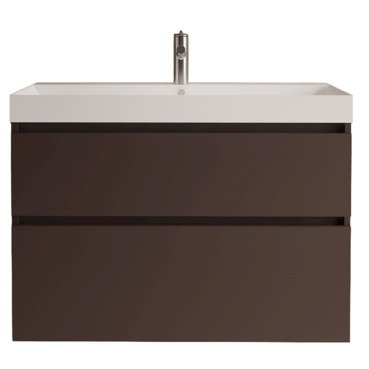 Gliss Design Puro wastafelmeubel 100 cm greeploos Sepia Bruin wastafel glans wit