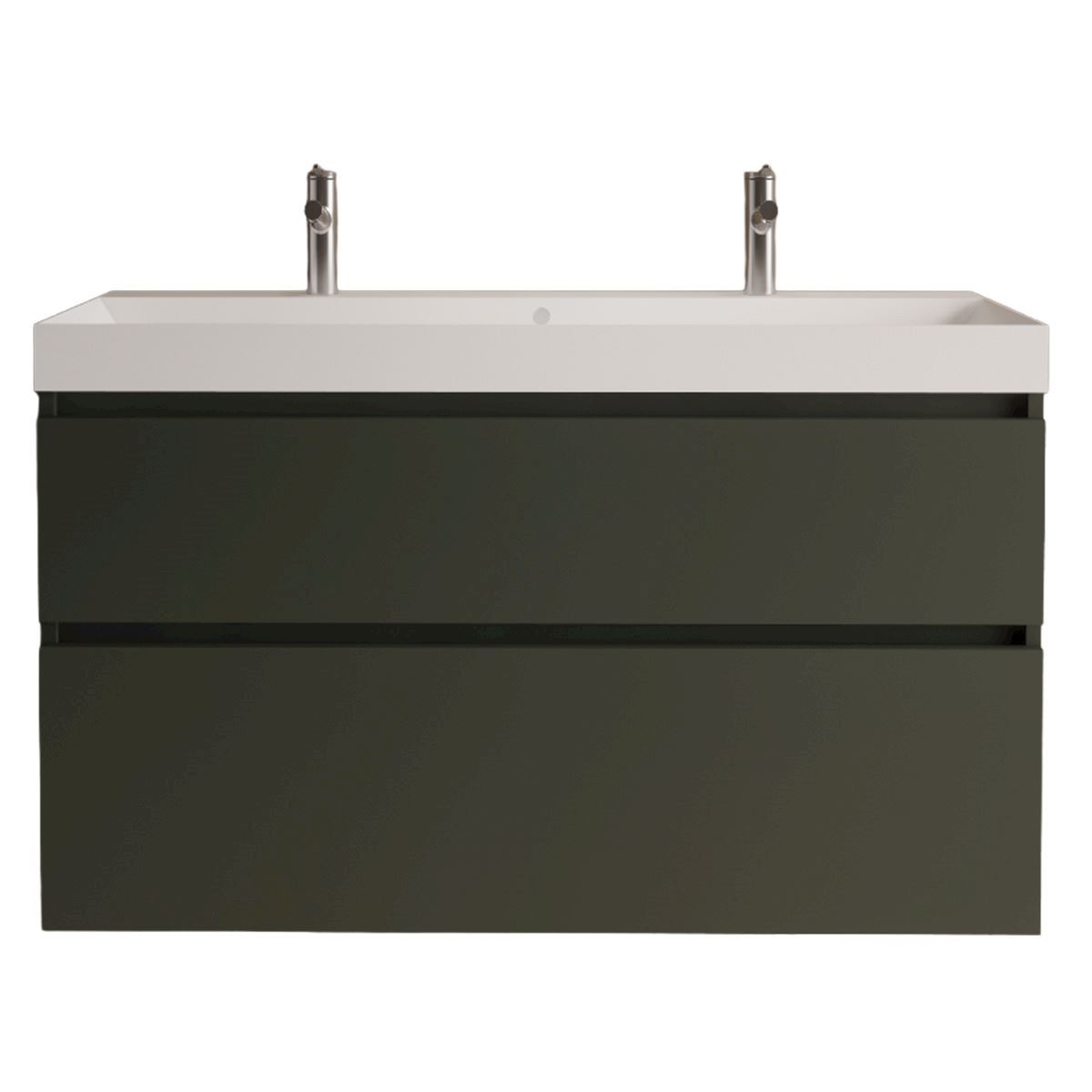 Gliss Design Puro wastafelmeubel 120 cm greeploos Diep Groen wastafel glans wit