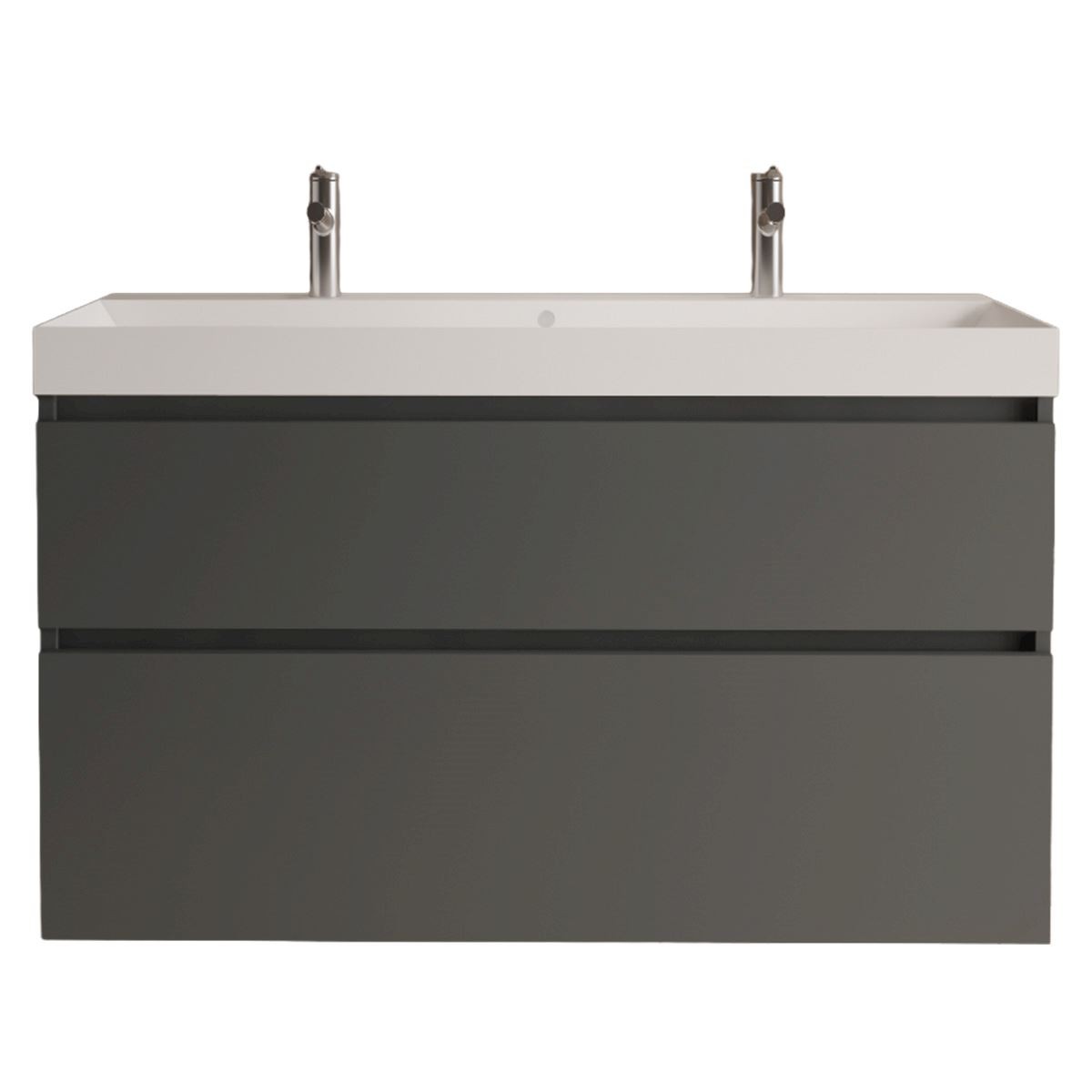 Gliss Design Puro wastafelmeubel 120 cm greeploos Grafiet Grijs wastafel glans wit