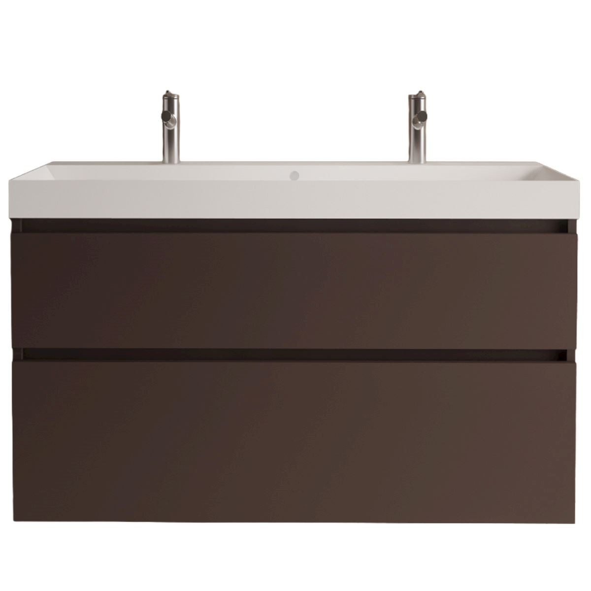 Gliss Design Puro wastafelmeubel 120 cm greeploos Sepia Bruin wastafel glans wit