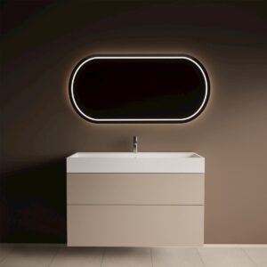 Gliss Design Puro wastafelmeubel 80 cm push-pull Truffel Beige wastafel mat wit