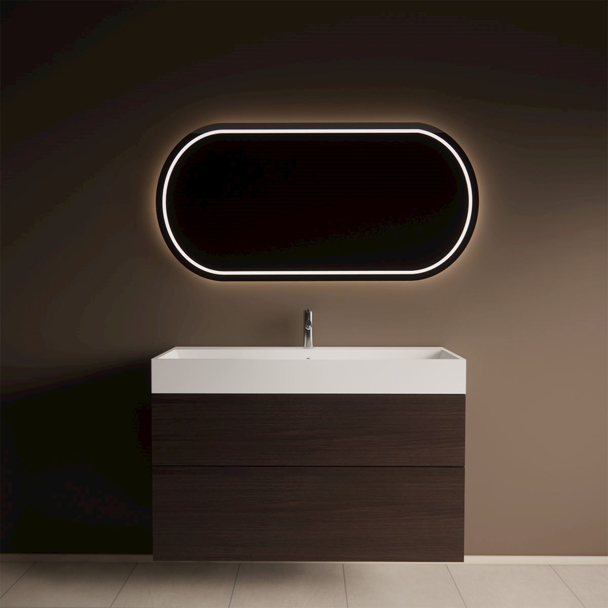 Gliss Design Puro wastafelmeubel 100 cm push-pull Siena Eiken wastafel mat wit