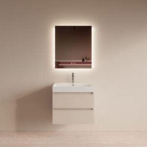 Gliss Design Milan wastafelmeubel 80 cm greeploos Kasjmier wastafel mat wit