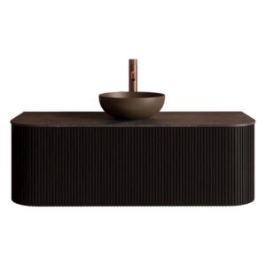 Gliss Design Alluro badmeubel met waskom 120 cm Black Veneer blad wit marmer