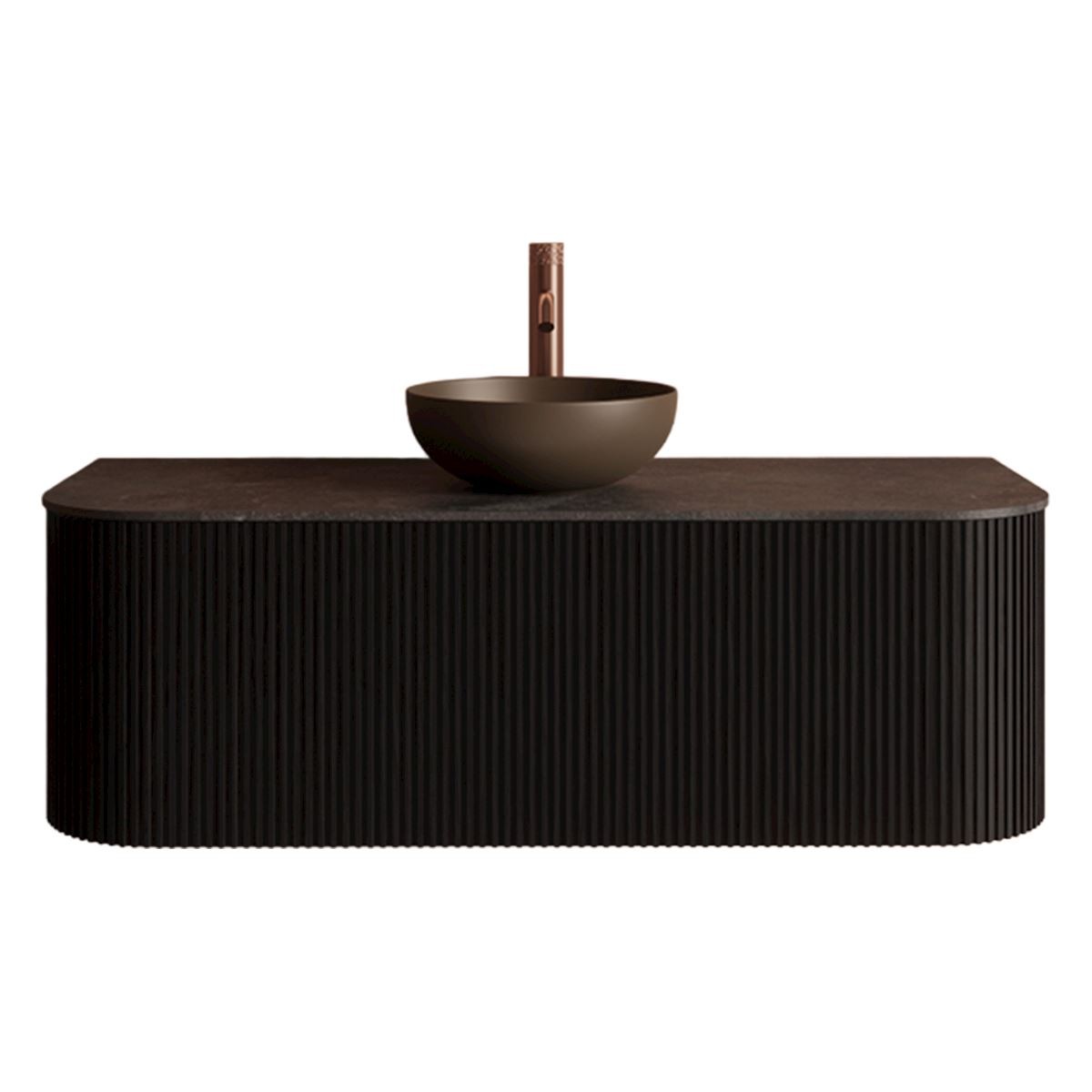 Gliss Design Alluro badmeubel met waskom 120 cm Black Veneer blad wit marmer
