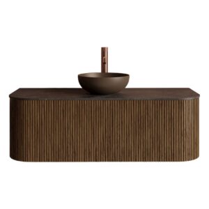 Gliss Design Alluro badmeubel met waskom 120 cm Castle Brown blad wit marmer