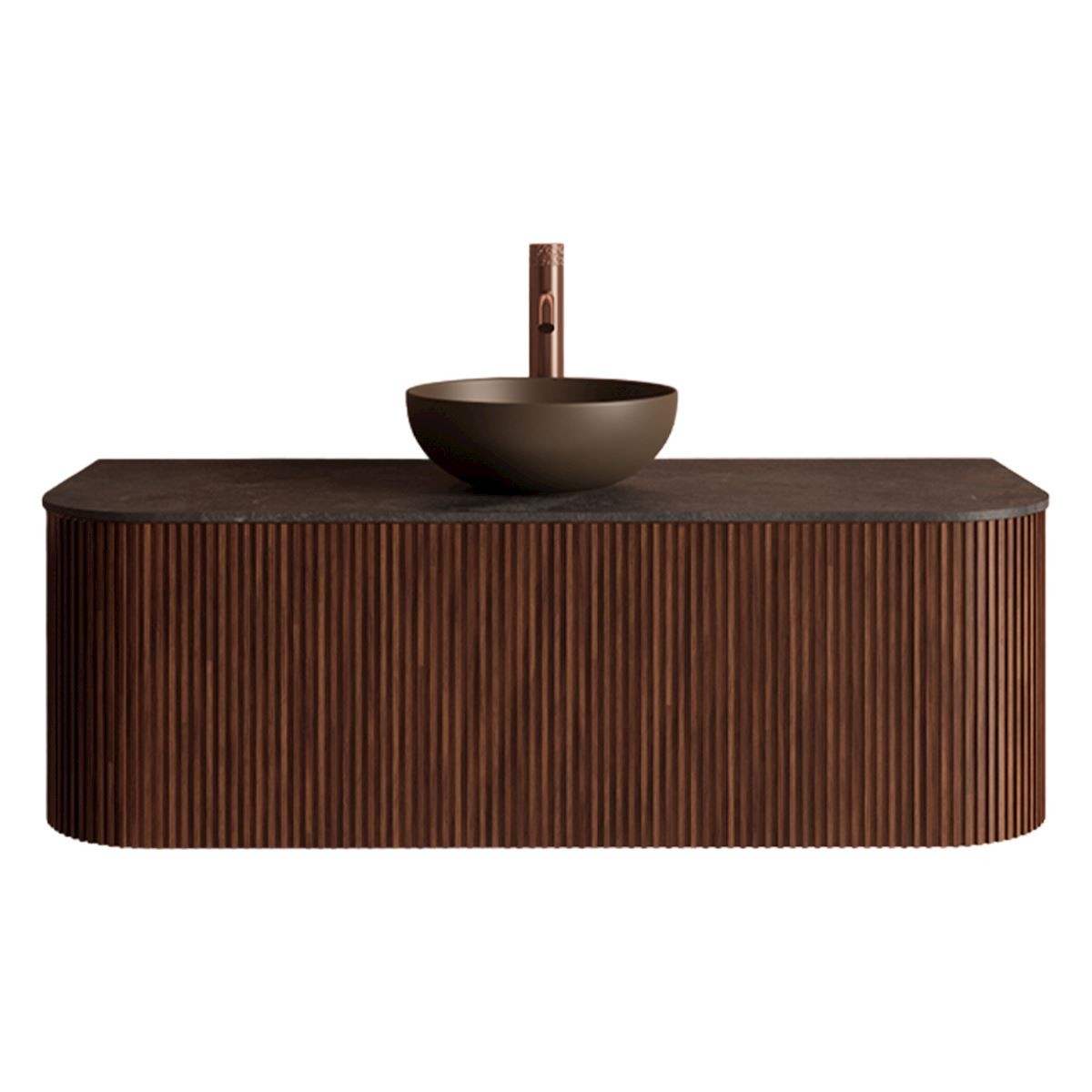Gliss Design Alluro badmeubel met waskom Walnut 120 cm blad wit marmer