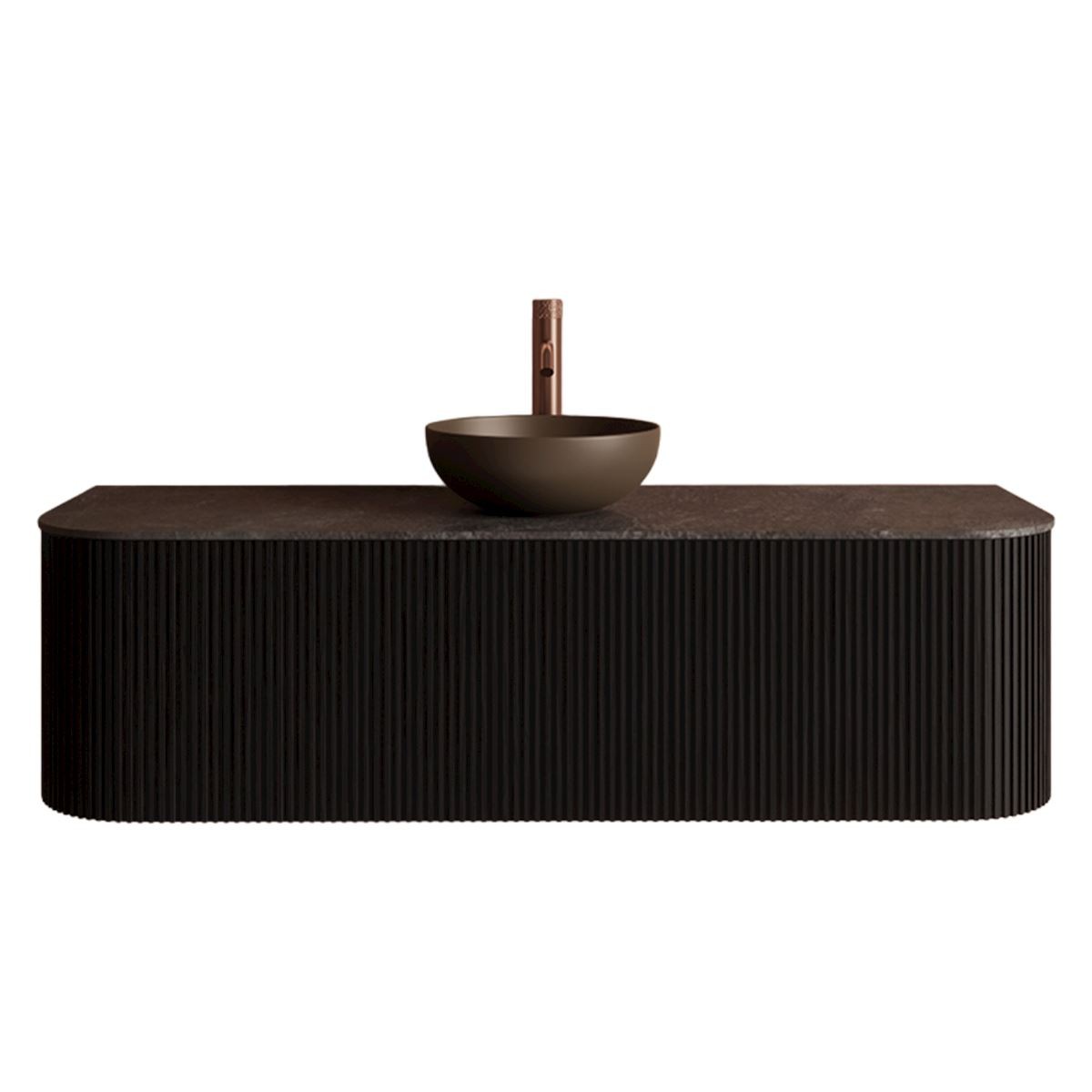 Gliss Design Alluro badmeubel met waskom 140 cm Black Veneer blad wit marmer