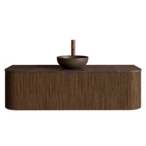 Gliss Design Alluro badmeubel met waskom 140 cm Castle Brown blad wit marmer