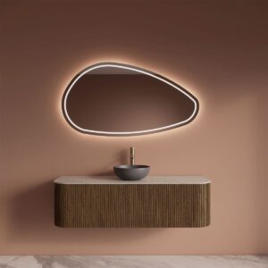 Gliss Design Alluro badmeubel met waskom 140 cm Castle Brown blad wit marmer