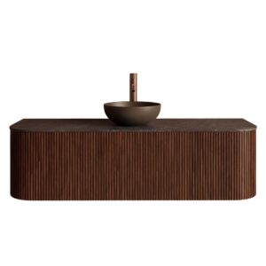 Gliss Design Alluro badmeubel met waskom 140 cm Walnut blad wit marmer