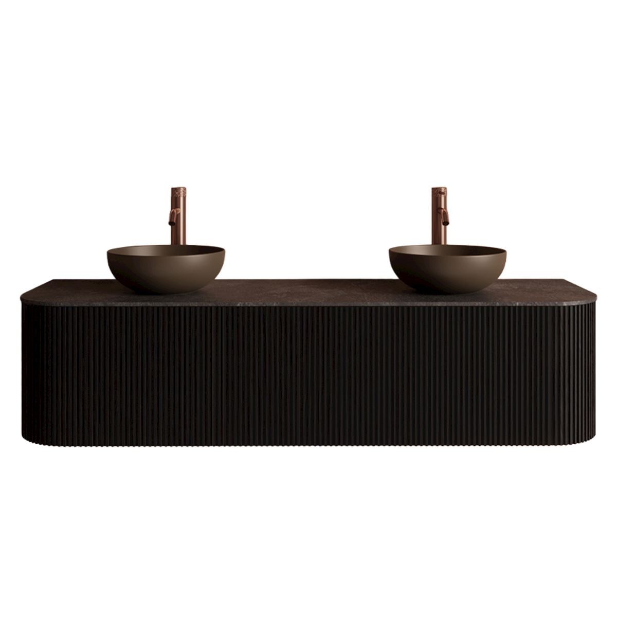 Gliss Design Alluro badmeubel met waskom 160 cm Black Veneer blad wit marmer