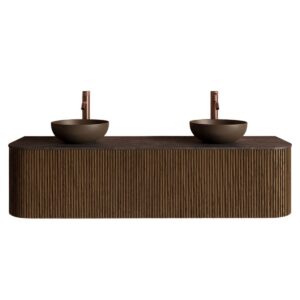 Gliss Design Alluro badmeubel met waskom 160 cm Castle Brown blad wit marmer