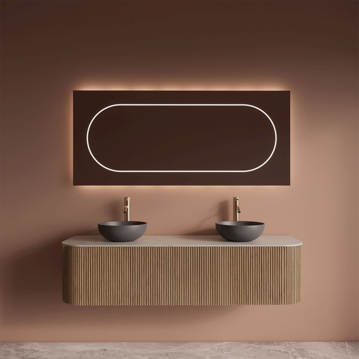 Gliss Design Alluro badmeubel met waskom 160 cm Mist blad wit marmer
