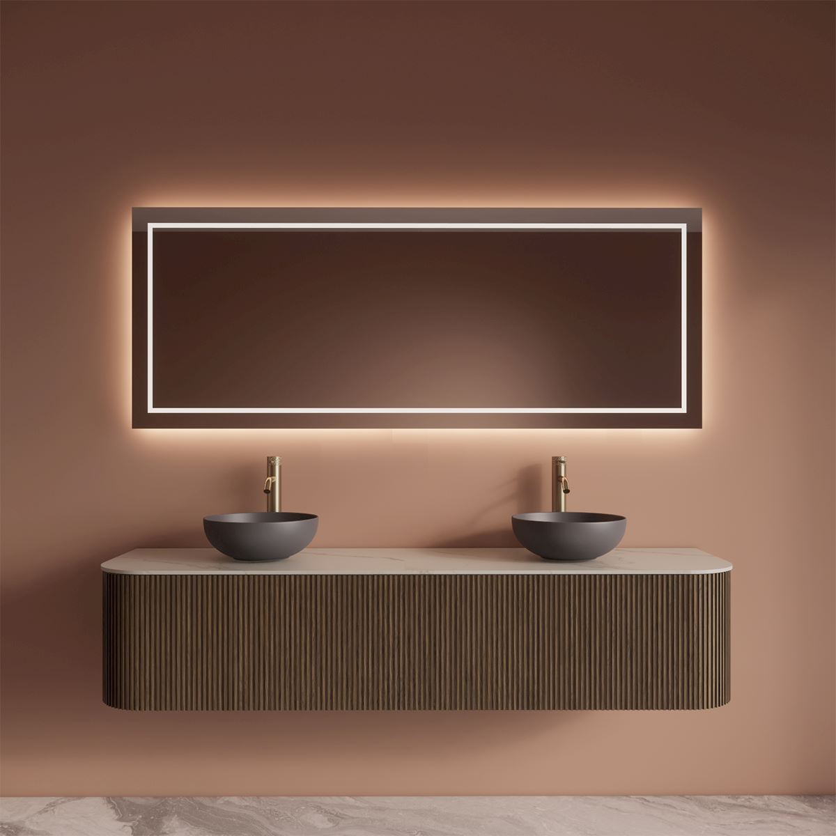 Gliss Design Alluro badmeubel met waskom 180 cm Ash Grey blad wit marmer