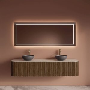 Gliss Design Alluro badmeubel met waskom 180 cm Castle Brown blad wit marmer