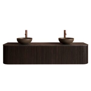 Gliss Design Alluro badmeubel met waskom 180 cm Ebony blad wit marmer