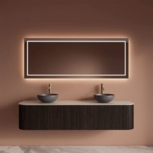 Gliss Design Alluro badmeubel met waskom 180 cm Ebony blad wit marmer