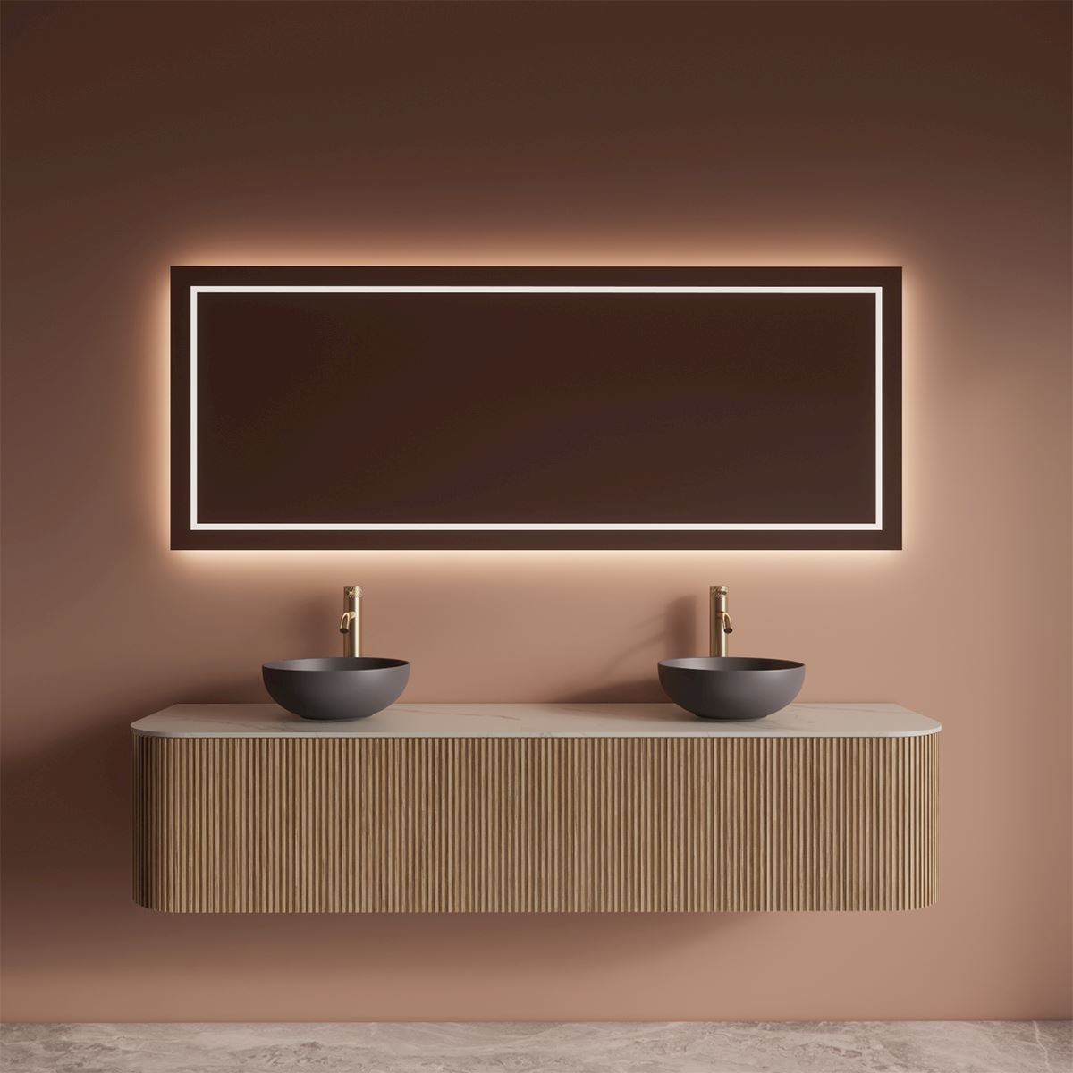 Gliss Design Alluro badmeubel met waskom 180 cm Mist blad wit marmer