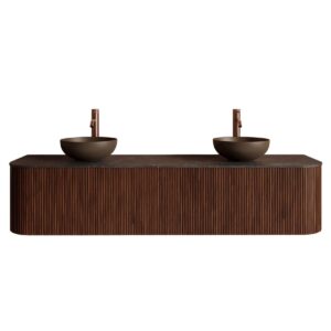 Gliss Design Alluro badmeubel met waskom 180 cm Walnut blad wit marmer