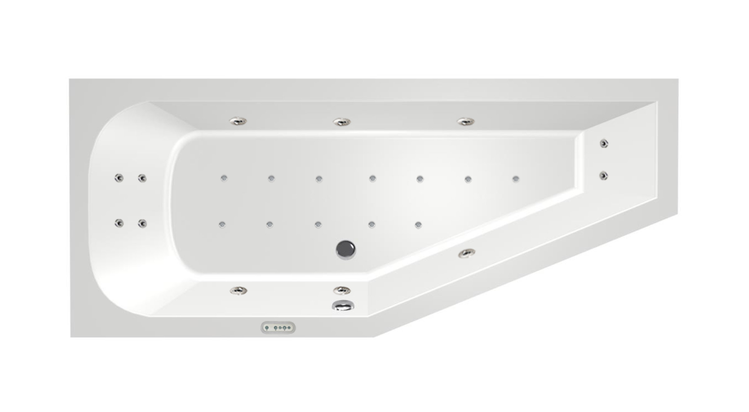 Xenz Lagoon bubbelbad hoek 170x75 cm links met RB2 whirlpool elektrisch wit - Xenz Lagoon hoek bubbelbad links