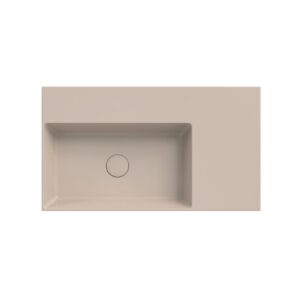 Xenz Dolce Plan wastafel 80 cm zonder kraangaten wegzetvlak rechts 80 zand mat