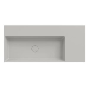 Xenz Dolce Plan wastafel 100 cm zonder kraangaten wegzetvlak rechts cement